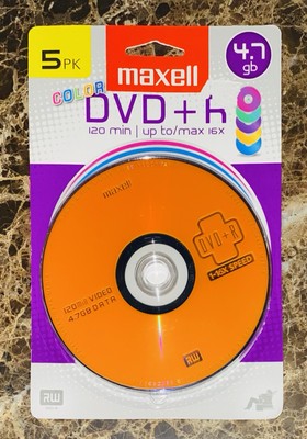 5 Pack Maxell PLATINUM RW DVD+R 4.7gb 120 Min Max 16x 2 Hrs SP Mode Media ORNG