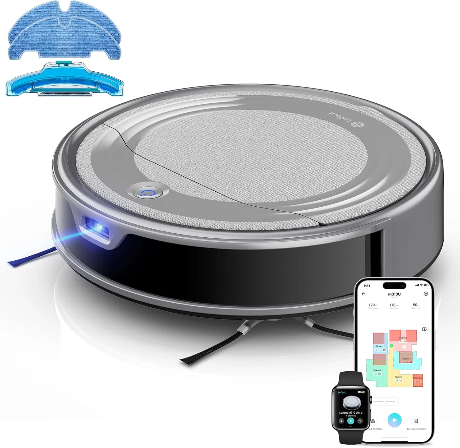 M310 Ultra Robot Vacuum & Mop, 6000Pa Suction, Smart Home Control