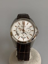 SEIKO Automatic Analog Watch Leather SLV BLK 6R21 00W0 Brightz