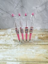 4 piece Decorated DIY Beadable Pens NEW UV plated Pink