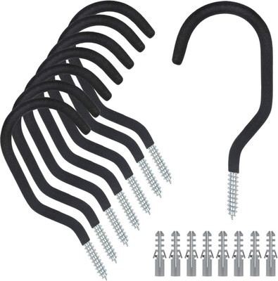 Heavy Duty Screw Hooks for Hanging Plants, Outdoor String Lights, Bike, 8 Pack L
