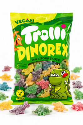 1000 g / 1 Kg Trolli Dinorex saure Gummibonbons Gummidinos Gummibärchen VEGAN