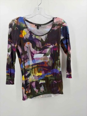 Pre-Owned Escada Purple Size Small Printed Multicolor Long Sleeve Blouse