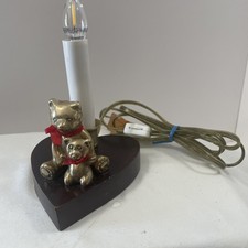 Vintage Electric Candlestick Teddy bears Lamp Brass And Wood. Works
