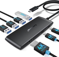 Docking Station usb-C Lemorele 7-in-1 Doppio Monitor 4K PD 100W, hdmi + usb c dp