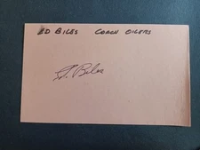 Ed Biles (d. 2020) Signed Index Card - Coach - Oilers, Saints, Jets, Xavier