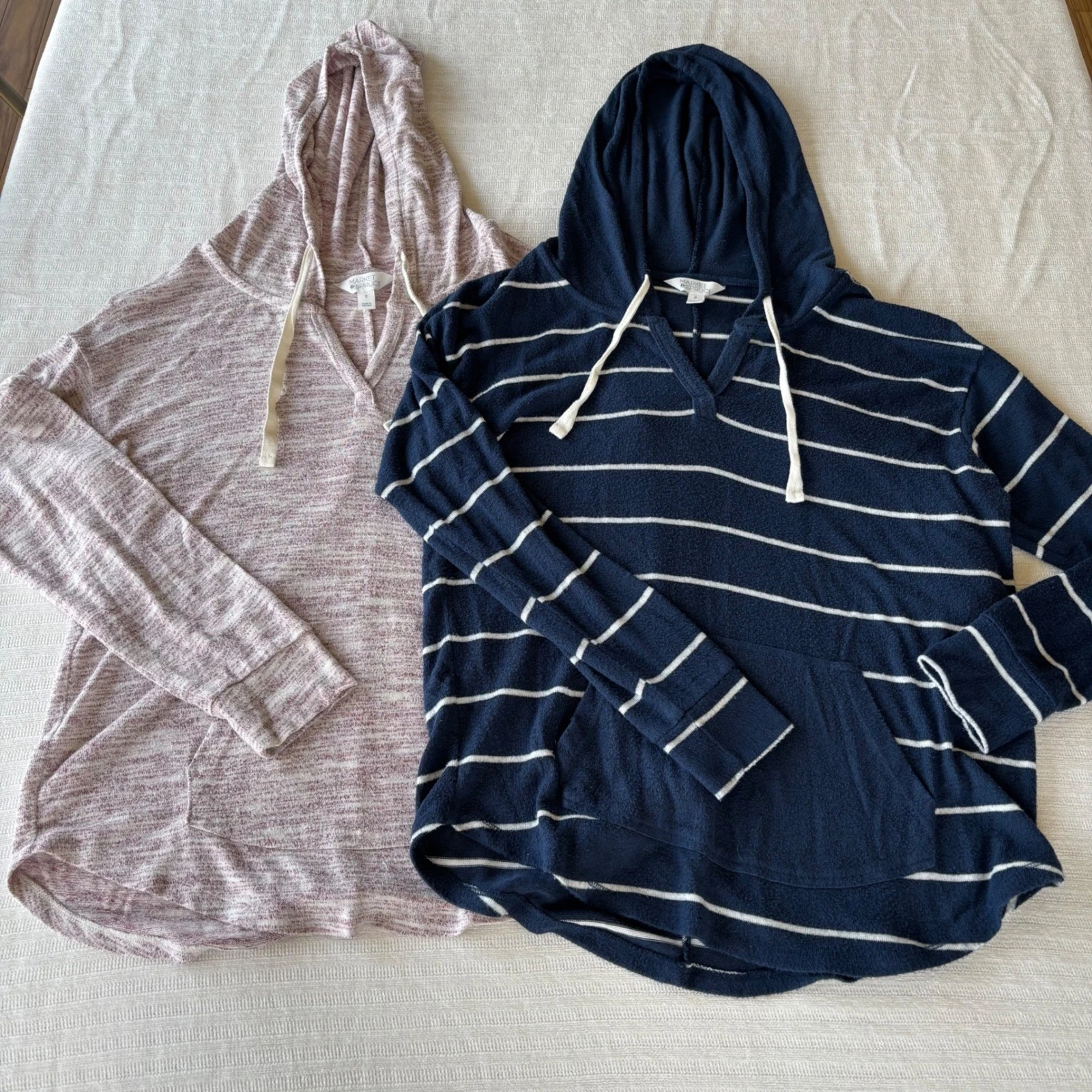 Market & Spruce Womens Hoodie Bundle Navy Striped Burgundy Space Dye Size M