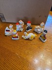 Lot Of 7 Circus Clowns Train Airplane Boat Accordian Polkadot 3" Porcelain 80s — photo 1