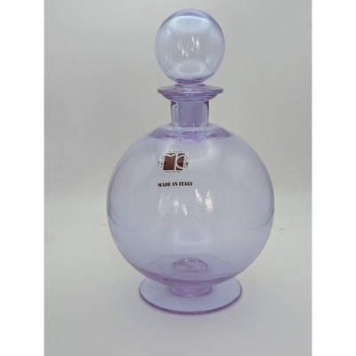 Carlo Moretti Murano Glass Decanter Purple Orb Stopper Made in Italy Vintage