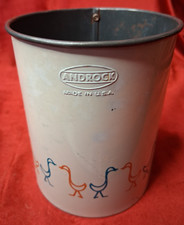 Vintage Androck Flour Sifter Blue Orange Geese Country Kitchen Tin Hand Crank