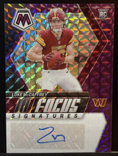 2024 Panini Mosaic Luke McCaffrey In Focus Signatures Purple #IF-LMY 45/49