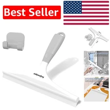 Elegant 10-Inch Silicone Shower Squeegee with Hook for Glass & Tile Cleaning