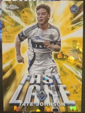 2025 Topps Chrome MLS Sapphire Tate Johnson Fast Lane /50 Gold Insert RC 