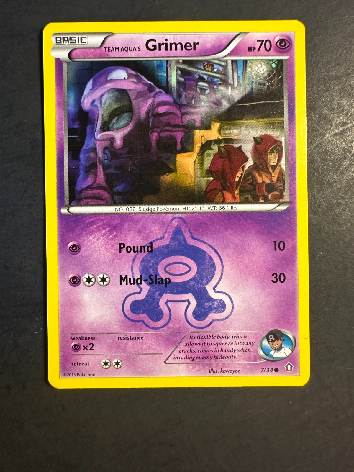 2015 Pokemon Double Crisis Team Aqua's Grimer 7 /34 Base card