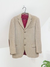 Harris Tweed Vintage 70's Men's Beige Knit Wool Blazer Jacket Size L