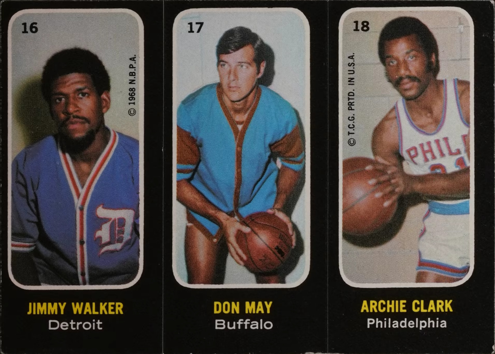 1971-72 Topps - Trios #16-17-18 Jimmy Walker / Don May / Archie Clark VG