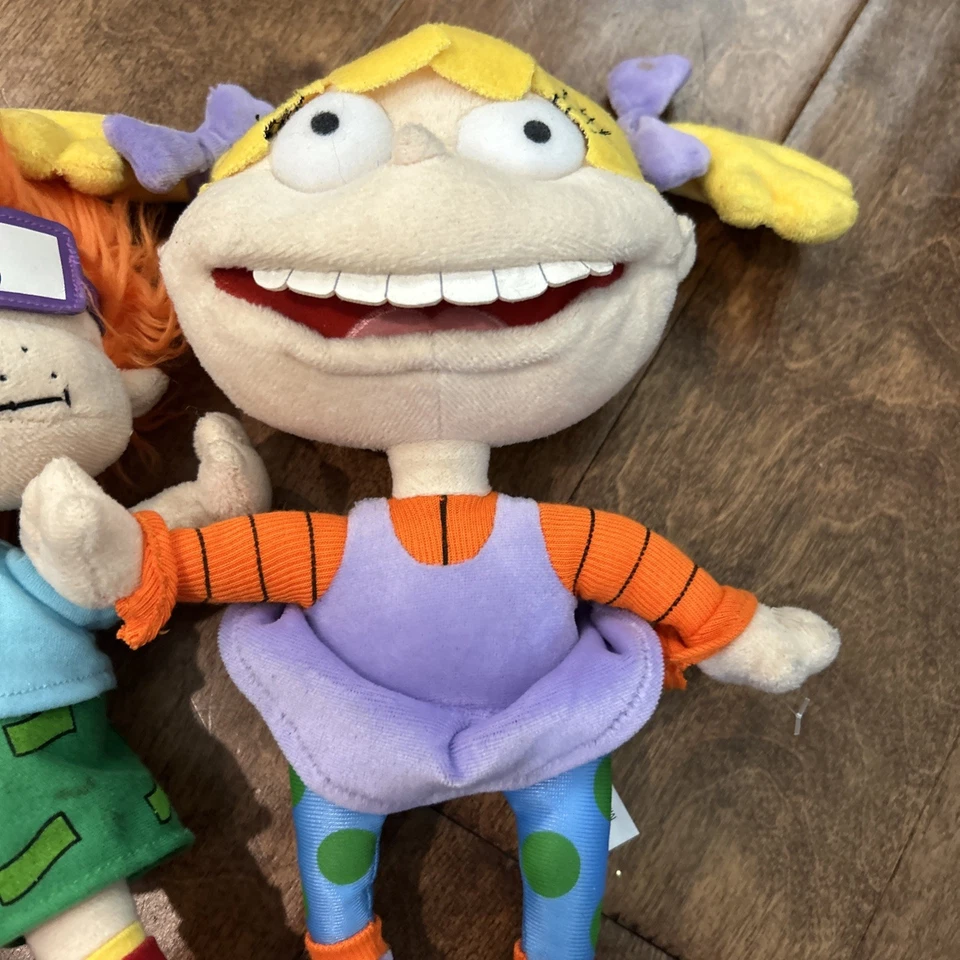 Muñeca de peluche clásica Angelica Rugrats difícil de encontrar con boca y dientes abiertos 12" y Chuckie Foto 3 de 4