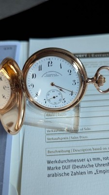 DUF Savonette A. Lange & Söhne, 14K,  neue Revision, Archivauskunft Glashütte