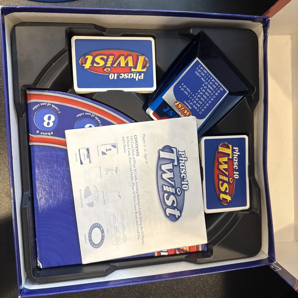 Phase 10 Twist Board Game Rummy Card Game Mattel 2008 Near Complete Missing 3 Pc - Image 4 of 4