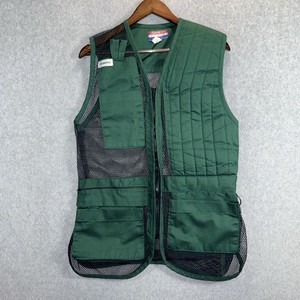 Chimere Green M Quilted Mesh Shooting Vest Utility Pockets Clay Pigeon USA EUC