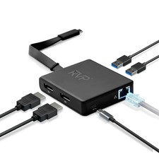 RVP USB C Docking Station Dual Monitor 6-in-1 100W Charging DisplayPort