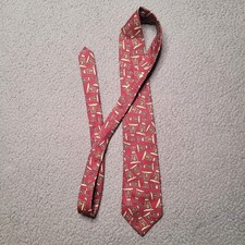 Vintage Burberrys Tie Mens Silk Red Lantern Print Hand Sewn USA 90s Designer