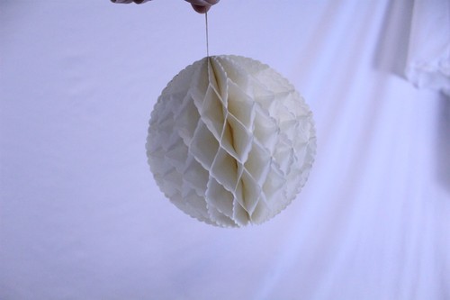 Paper Balls Decorations Bundle 7 White & 1 Red Fold Out Decorations Lot of 8