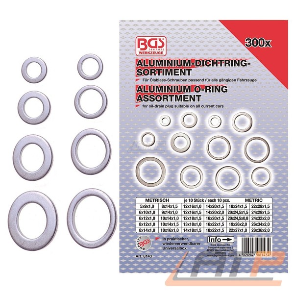 BGS ALUMINIUM-DICHTRING-SORTIMENT ÖLablassschrauben Dichtring 300-TLG 31980295-image