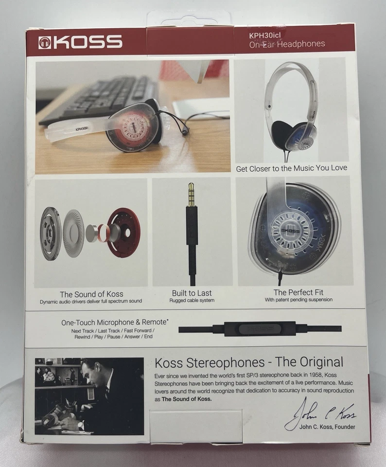 Koss KPH30icl - Headphones Wired | On-Ear | Microphone - Clear -Brand New Sealed - Image 4 of 4