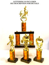 HALLOWEEN TROPHIES SET OF 4 WITCH, SCARECROW, ZOMBIE, PUMPKIN.
