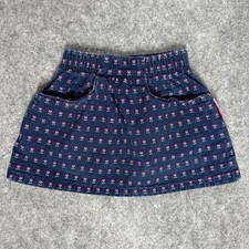 Vintage OshKosh Skirt Girls 2T Blue Pink Floral Print Cotton Hearts USA 90s