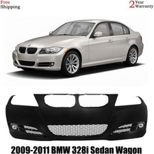 Front Bumper Cover & Bumper Grille Set of 3 For 2009-2011 BMW 328i Sedan Wagon