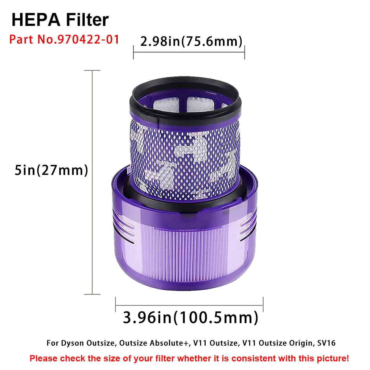 Filter Replacement for Dyson SV16 Outsize,V11 Outsize,V11 Outsize