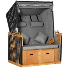 Luxus Strandkorb Aruba III Strand Korb Rattan Optik Kopfkissen Sitzkissen
