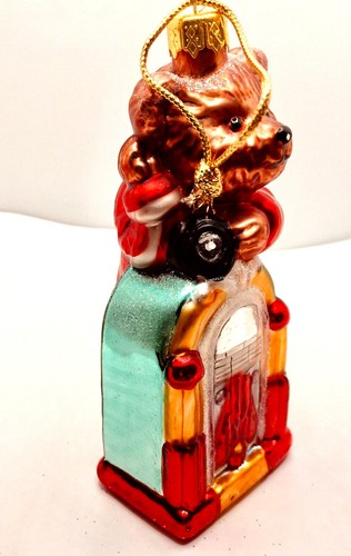 Hand Blown Teddy Bear Ornament Teddys in Time Brass Key Collectibles Juke Box - Picture 4 of 7