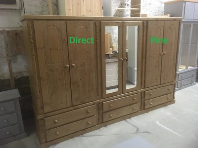 Pine Furniture Buckingham Extra Large Wardrobe 6 Door 6 Drawer