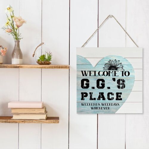 Welcome to G.G.'s Place Sign Heart Plaque, Mother's Day Gift for Grandma, Wooden - Picture 5 of 7