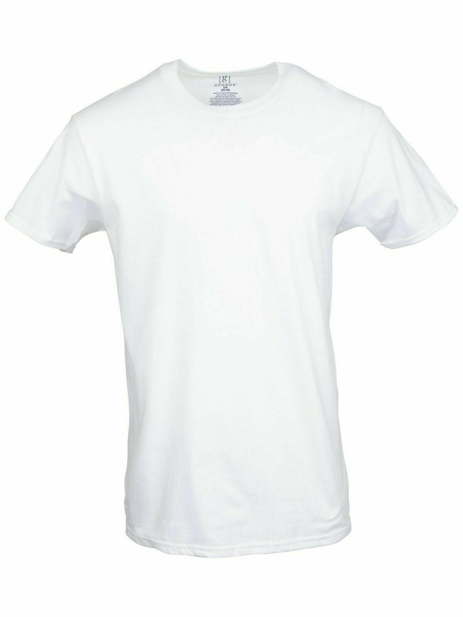 George Men's White Crew Neck Short Sleeve Cotton Tag-Free T-Shirts