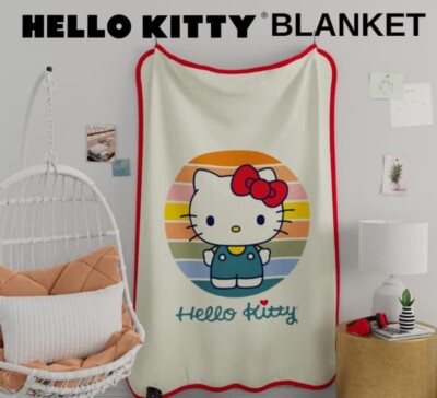 Hello Kitty Twin Blanket Total 80s Vibe 62in X 90in. NWT Super Cute
