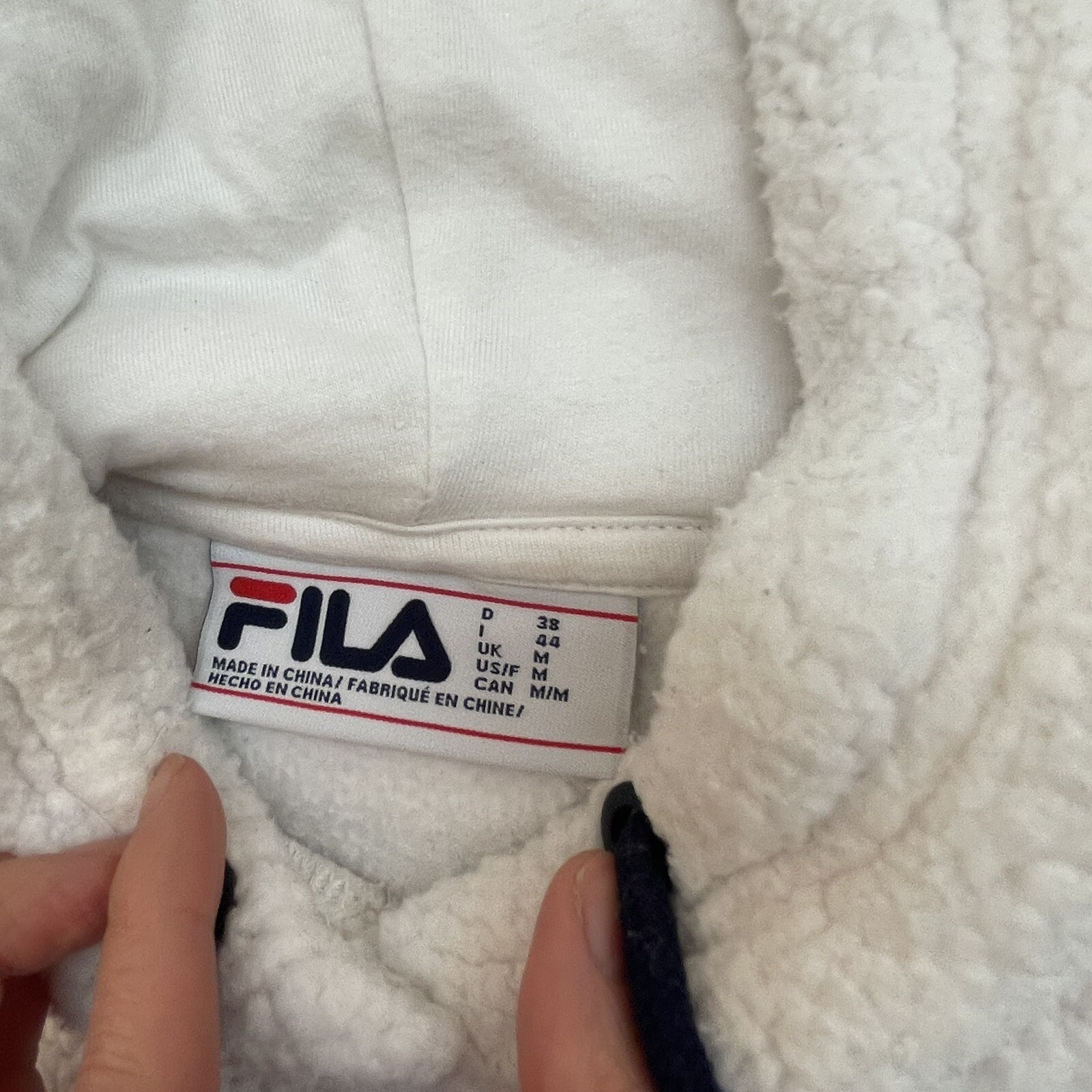 Felpa con cappuccio Fila BIANCA a maniche lunghe massello pullover casual taglia M
