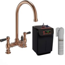 LSC Traditional Bridge 3in1 Copper & Black Boiling Hot Water Kitchen Tap & Tank
