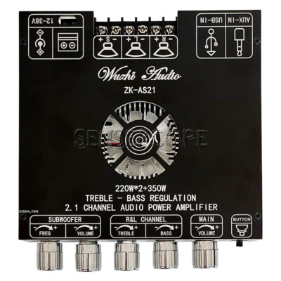 ZK-AS21 2.1 Channel TPA3255 Bluetooth Digital Power Amplifier Board 220WX2+350W