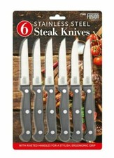 6x Steak Knives Set – Stainless Steel Table Cutlery Serrated Kitchen Knife Set
