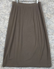 EILEEN FISHER Skirt XS Brown Crepe Midi A-Line Quality Minimalist Luxury Career