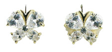 Clear CZ Butterfly Stud Earrings, 2.56 Carat