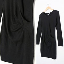 IRO Isabeli Dress Black Size M 100% Cotton Twist Front Light Sweater Knit $245