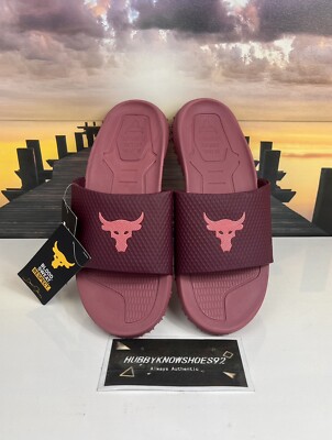 Under Armour UA Project Rock Slides SL Sandal Maroon Red Men’s Size 11  - Main Image