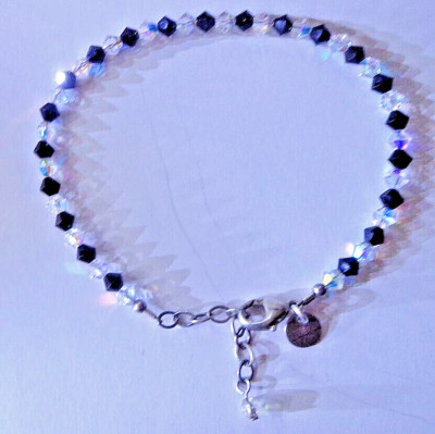 Emily Ray Swarovski Kristalle schwarz & klar - Armband mit Sterlingsilber - signiert