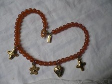 Collier MÉTAL POINTU Rouge Fushia Bronze - Perles, Métal Et Strass, Très Bon état Occasion