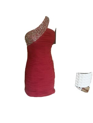 open lace back dress Fashion Summer Strapless Red Elastic Ruffle Layered Lace Detailed Textured Tube Mini Dress M / Red main image 0